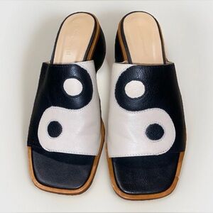 Paloma Wool Yin Yang Mules Leather Block Heel Sandals Women’s Size EU 38 US 8